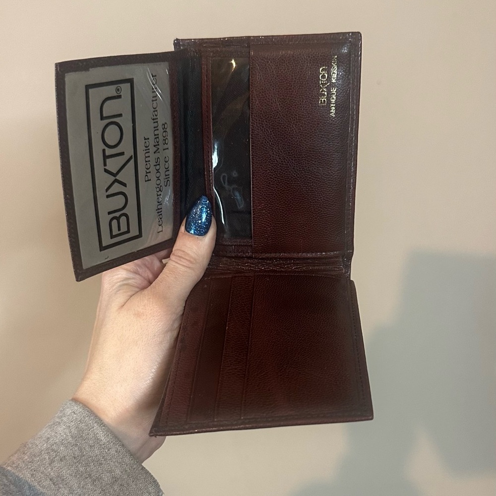 NEW Buxton Dark Brown Leather wallet Card Holder